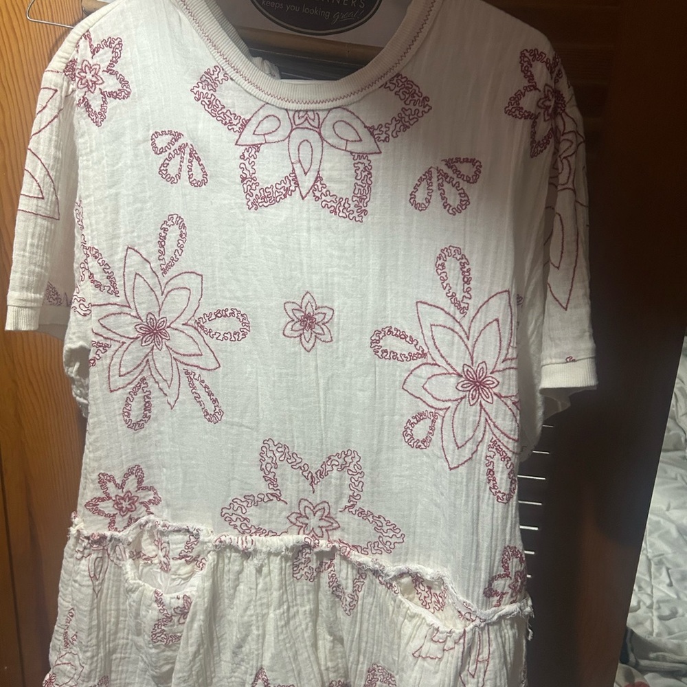 FP Movement by Free People White and Red Mini Dress with front pockets